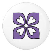 紫と黒花のフローラ セラミックノブ (正面)