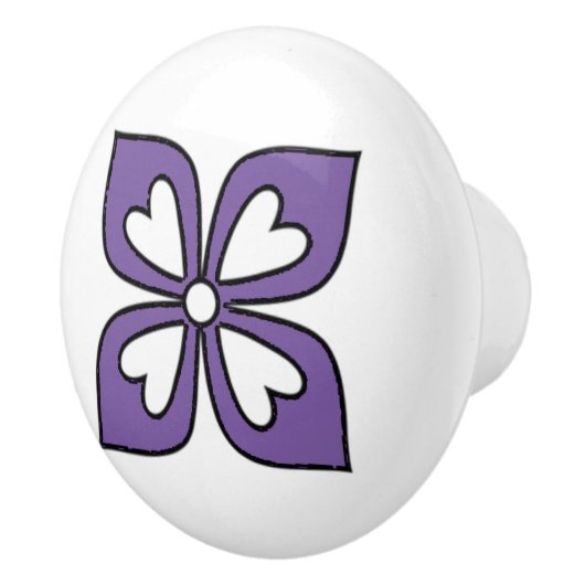 紫と黒花のフローラ セラミックノブ (右)