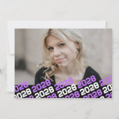 紫と黒4枚の写真卒業のお知らせ 招待状 (裏面)