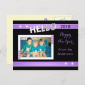 紫と黒、写真と姓 シーズンポストカード (正面/裏面)