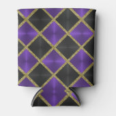 紫と黒(金ゴールド正方形) 缶クーラー (正面)