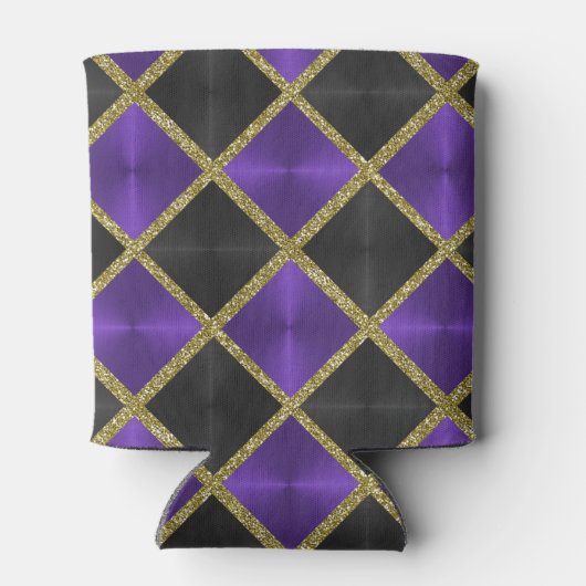 紫と黒(金ゴールド正方形) 缶クーラー (裏面)