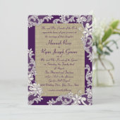 紫とBurlapのヴィンテージフローラ 招待状 (スタンド正面)