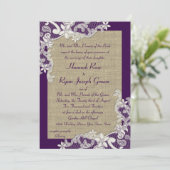 紫とBurlapのヴィンテージフローラ 招待状 (スタンド正面)