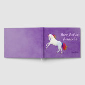 紫にお洒落白ユニコーンのレインボーブカラー ゲストブック (全面)