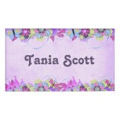 紫にかわいい花と蝶 名札 (正面)