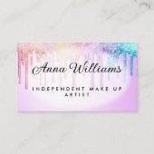 紫に滴るレインボー絵を描ユニコーン淡い色の 名刺 (正面)