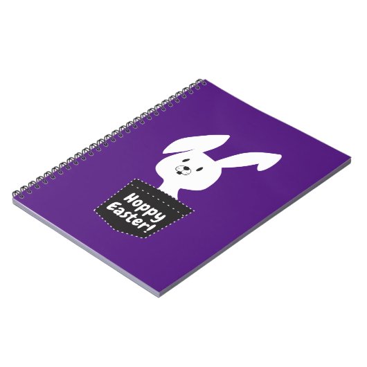 紫に白いバニーとホッピーのイースターの願い ノートブック (左側)