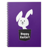 紫に白いバニーとホッピーのイースターの願い ノートブック (正面)