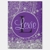 紫に銀色の星を持つ魅惑の曼荼羅 マグネット (正面)