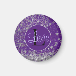 紫に銀色の星を持つ魅惑の曼荼羅 マグネット