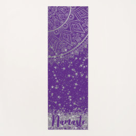 紫に銀色の星を持つ魅惑の曼荼羅 ヨガマット