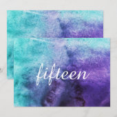 紫に青の水彩 - テーブルナンバー (正面/裏面)