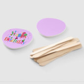 紫に風船があるハッピーバースデー ハンドファン (組立なし)