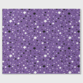 紫に黒と白の星 ラッピングペーパー (フラット)
