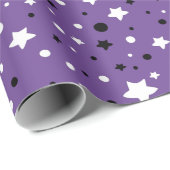 紫に黒と白の星 ラッピングペーパー (ロールコーナー)