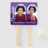 紫のおめでとうグラード2写真アーチスクリプはっきりしたト ハンドファン (正面&裏面)