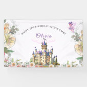 紫のお城のフェアリーテイルの誕生日テーマと妖精 横断幕 (横)