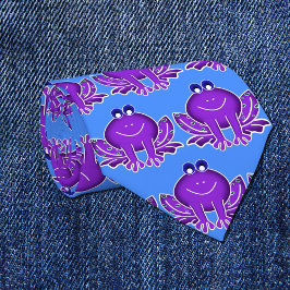 紫のお洒落カエルの首 ネクタイ