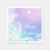 紫のお洒落ピンクの輝く雲の赤ちゃんシャワー スタンダードカクテルナプキン (正面)