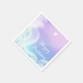 紫のお洒落ピンクの輝く雲の赤ちゃんシャワー スタンダードカクテルナプキン (角)