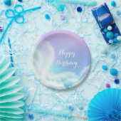 紫のお洒落ピンクの輝く雲の赤ちゃんシャワー ペーパープレート (パーティー)