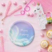 紫のお洒落ピンクの輝く雲の赤ちゃんシャワー ペーパープレート (パーティー)