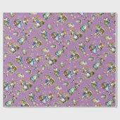 紫のお洒落ヴィンテージ水の色イースターバニー ラッピングペーパー (フラット)