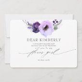 紫のお花と一緒に フラワーガールになってくれる？ 招待状 (正面)