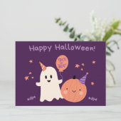 紫のかわいいハッピーハロウィン シーズンカード (スタンド正面)