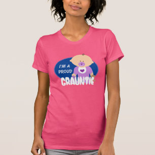 紫のかわいいベビーを持つ「I'm A Grauntie」 Tシャツ
