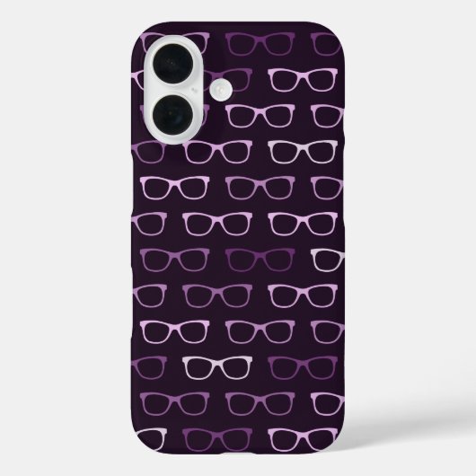 紫のかわいらしおたくヒップスター眼鏡パターン Case-Mate iPhoneケース (裏面)