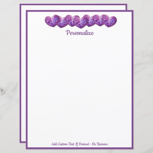 紫のかわいらしハートのロマンチックな行パーソナライズされた (正面/裏面)