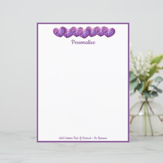 紫のかわいらしハートのロマンチックな行パーソナライズされた (スタンド正面)