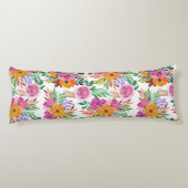 紫のかわいらしバラ黄色の花のフローラ寝具 ボディピロー (裏面)