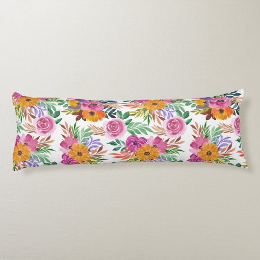 紫のかわいらしバラ黄色の花のフローラ寝具 ボディピロー (裏面)