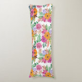 紫のかわいらしバラ黄色の花のフローラ寝具 ボディピロー (正面縦)