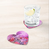 紫のかわいらしフローラモダンは日付を保存 ペーパーコースター (インサイチュ)