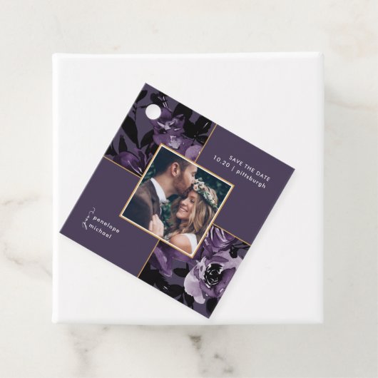 紫のかわいらしフローラ写真の保存日付 フェイバータグ (インサイチュ)