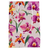 紫のかわいらしラン模様 ミディアムペーパーバッグ (裏面)