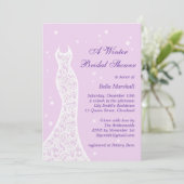 紫のかわいらし冬のブライダルシャワー招待 招待状 (スタンド正面)