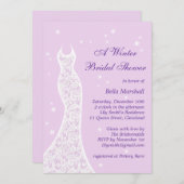 紫のかわいらし冬のブライダルシャワー招待 招待状 (正面/裏面)