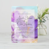 紫のかわいらし春の結婚写真 招待状 (スタンド正面)