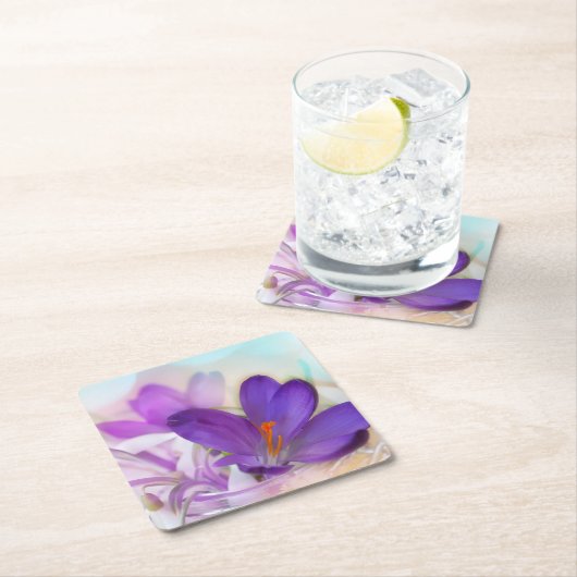 紫のかわいらし春 スクエアペーパーコースター (インサイチュ)