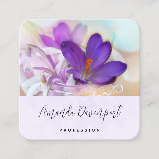紫のかわいらし春 スクエア名刺 (正面)