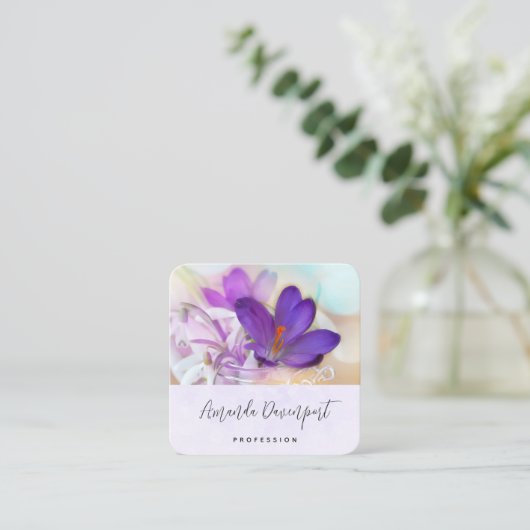 紫のかわいらし春 スクエア名刺 (スタンド正面)