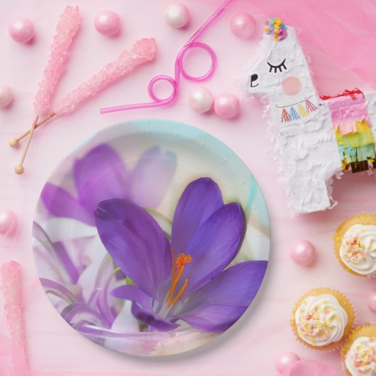 紫のかわいらし春 ペーパープレート (パーティー)