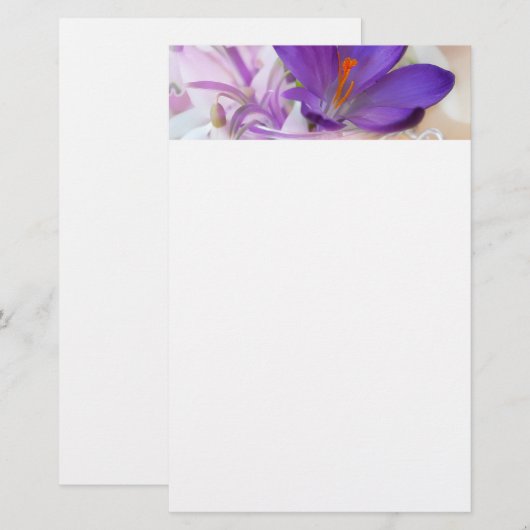 紫のかわいらし春 便箋 (正面/裏面)