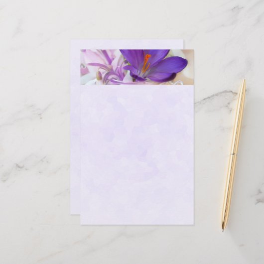 紫のかわいらし春 便箋 (正面/裏面インサイチュ)