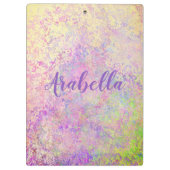 紫のかわいらし金ゴールドとピンクのテクスチャ クリップボード (裏面)